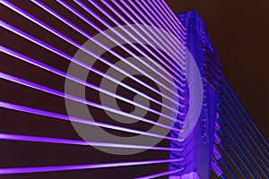 The illuminated structure of the Seri Saujana Bridge at Putrajaya, Malaysia