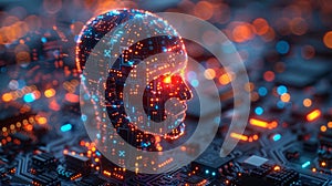 Illuminated tech head - generative ai