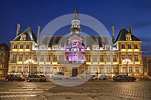 Illuminated town hall of Reims