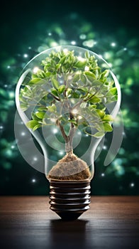 Illuminated Tree Encased in a Light Bulb