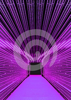 Illuminated tunnel. Building abstract background