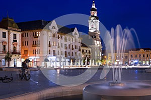 Illuminated Unirii Square in Oradea