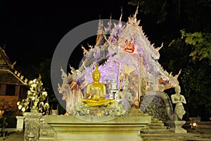 Illuminated Wat Sri Suphan Silver Temple in Chiang