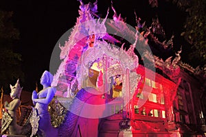 Illuminated Wat Sri Suphan Silver Temple in Chiang