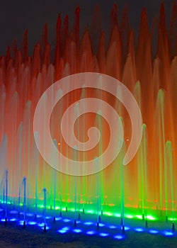 Illuminated water fountains in the Circuito Magico de Agua. Lima Peru photo