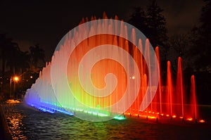 Illuminated water fountains in the Circuito Magico de Agua. Lima Peru photo