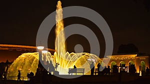 Illuminated water fountains in the Circuito Magico de Agua. Lima Peru