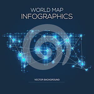 Illuminated world map infographic