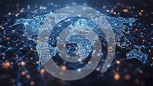 Illuminated World Map with Network Design