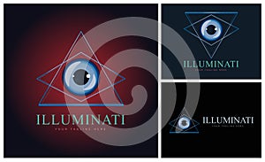 Illuminati eye balls triangle luxury logo design template for brand or company and other