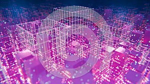 Illuminating the Complex Interactions Within a Transformers Architecture - Tensor blocks in vibrant motion, Seamless photo