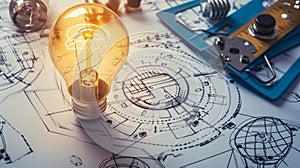Illuminating Ingenuity: The Intersection of Light Bulb and Technical Blueprint