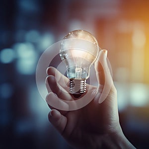 Illuminating Innovation: Hand Holding a Light Bulb, Inspiring Creativity, Technological Development, and Digital Age Generative AI