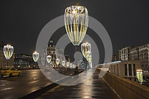 Illumination in the Bolshoy Moskvoretsky Bridge, Moscow