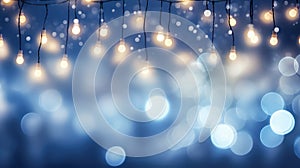 Illumination and decoration holiday concept Christmas garland bokeh lights over soft background