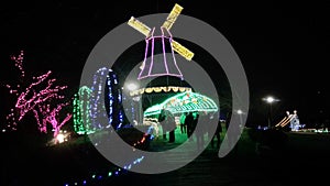 Illumination lights in a park in Ibaraki, Japan, set up for Christmas