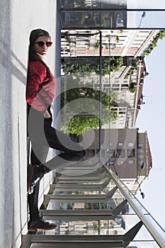 Illusion of girl lying down in the city 1