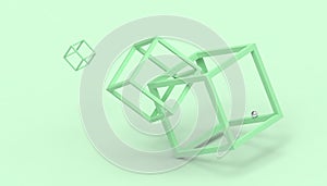 Illusion impossible shapes Box on Green