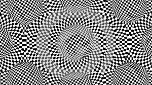 Illusion of motion checkered white and black circles. Optical illusion seamless loop 4k hypnotic background.