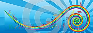 Illusion music note rainbow swirl banner
