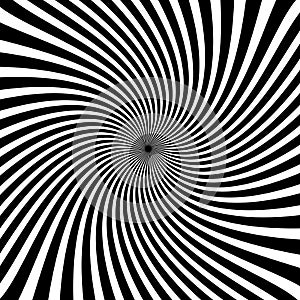 Illusion rays on a white background. Vector Illustration. Retro sunburst background. Grunge design element. Black and white backdr