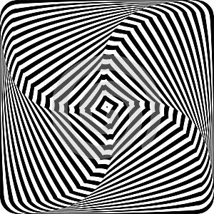 Illusion of rotation movement. Lines texture. Abstract op art design