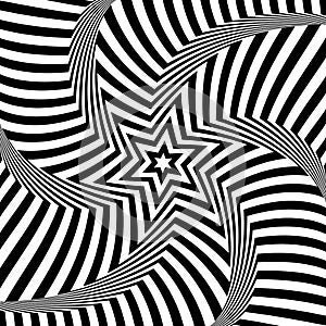 Illusion of rotation movement. Star pattern.  Lines texture