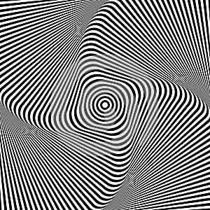 Illusion of rotation whirl movement. Lines texture