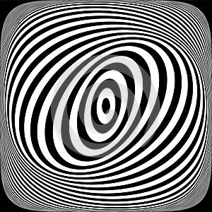 Illusion of swirl spiral vortex movement in op art pattern