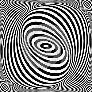 Illusion of swirl spiral vortex movement in op art pattern