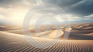 Illusionary Sandscape with Dramatic Sunrays. Generative Ai photo