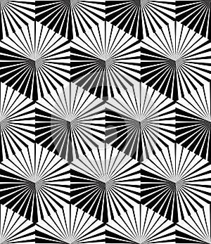 Illusive continuous monochrome pattern, decorative abstract back