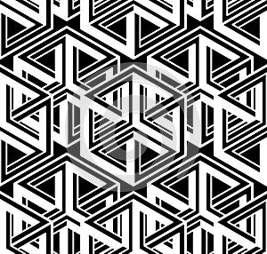 Illusive continuous monochrome pattern, decorative abstract back