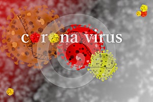 The  illusration of corona virus covid-19 with abstract background photo
