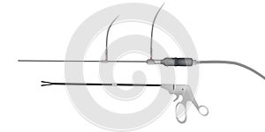 Illusration of the Laparoscope Specialty Laparoscopic Slide.Instruments and devices used in laparoscopic surgery photo