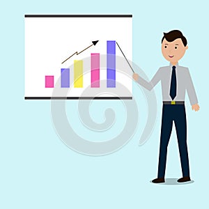 Illusstration Vector Graphic Of Worker or Bussinessman Presentation. Perfect For Bussiness Presentation. photo