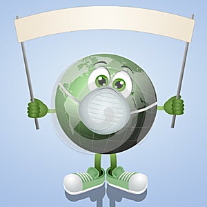 Illustraiton of green earth with mask