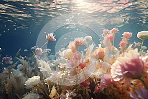 Illustrate the beauty of underwater flower