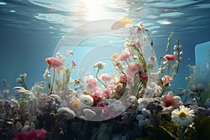 Illustrate the beauty of underwater flower