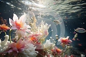 Illustrate the beauty of underwater flower