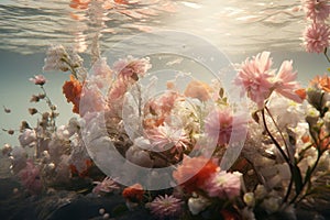 Illustrate the beauty of underwater flower. Generative ai