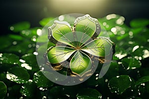 Illustrate the charm of a fourleaf clover as a. Generative ai photo