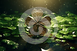 Illustrate the charm of a fourleaf clover as a. Generative ai