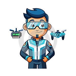 Illustrate Cheerful Techie Drone Operator photo