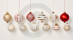 Illustrate a collection of vintage-inspired Christmas baubles