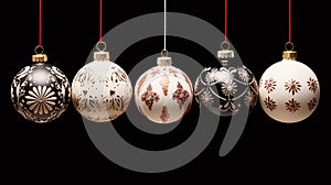 Illustrate a collection of vintage-inspired Christmas baubles