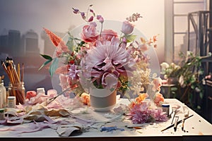 Illustrate the concept of a flowerthemed DIY