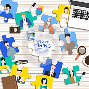 Illustrate design concept The finding employee. HR job seeking. Vector illustrate. photo