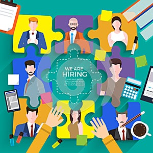 Illustrate design concept The finding employee. HR job seeking. Vector illustrate.