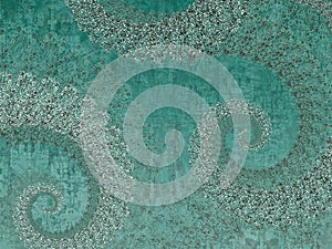 Illustrated abstract fractal background, silver spirals